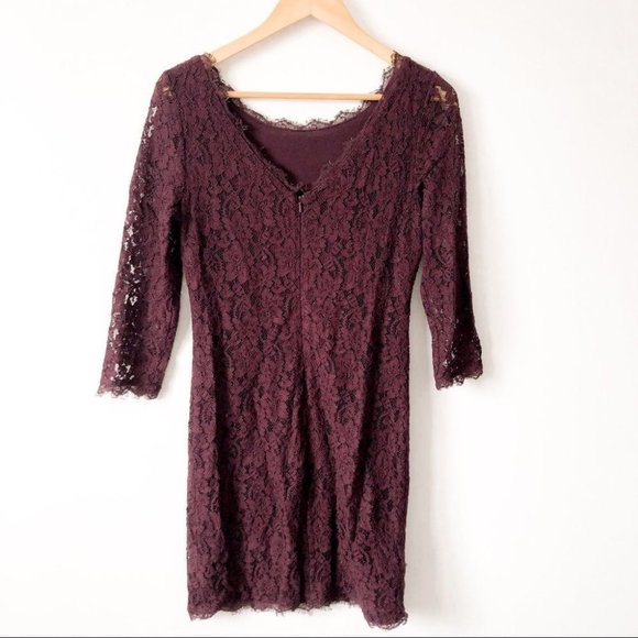 Aritzia Babaton Maroon Rafael Lace Dress Sz 6 - Picture 7 of 11
